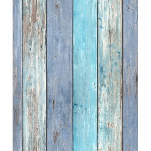 Erismann Vliestapete Imitations 2 Holz Blau: Tapete in Holzoptik mit blauen Farbtönen.