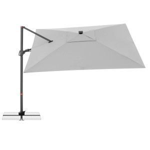 Hellgrauer Doppler Ampelschirm MyZone 300x220 cm mit Dreh- und Neigefunktion.