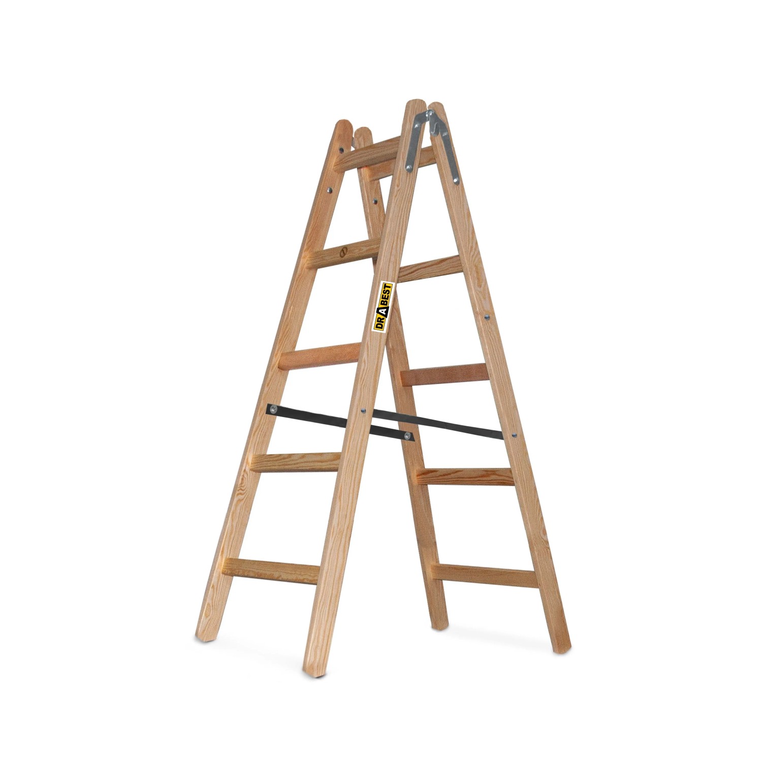 DRABEST Holz Malerleiter Beidseitig Begehbar 2x5 Stufen 150 KG