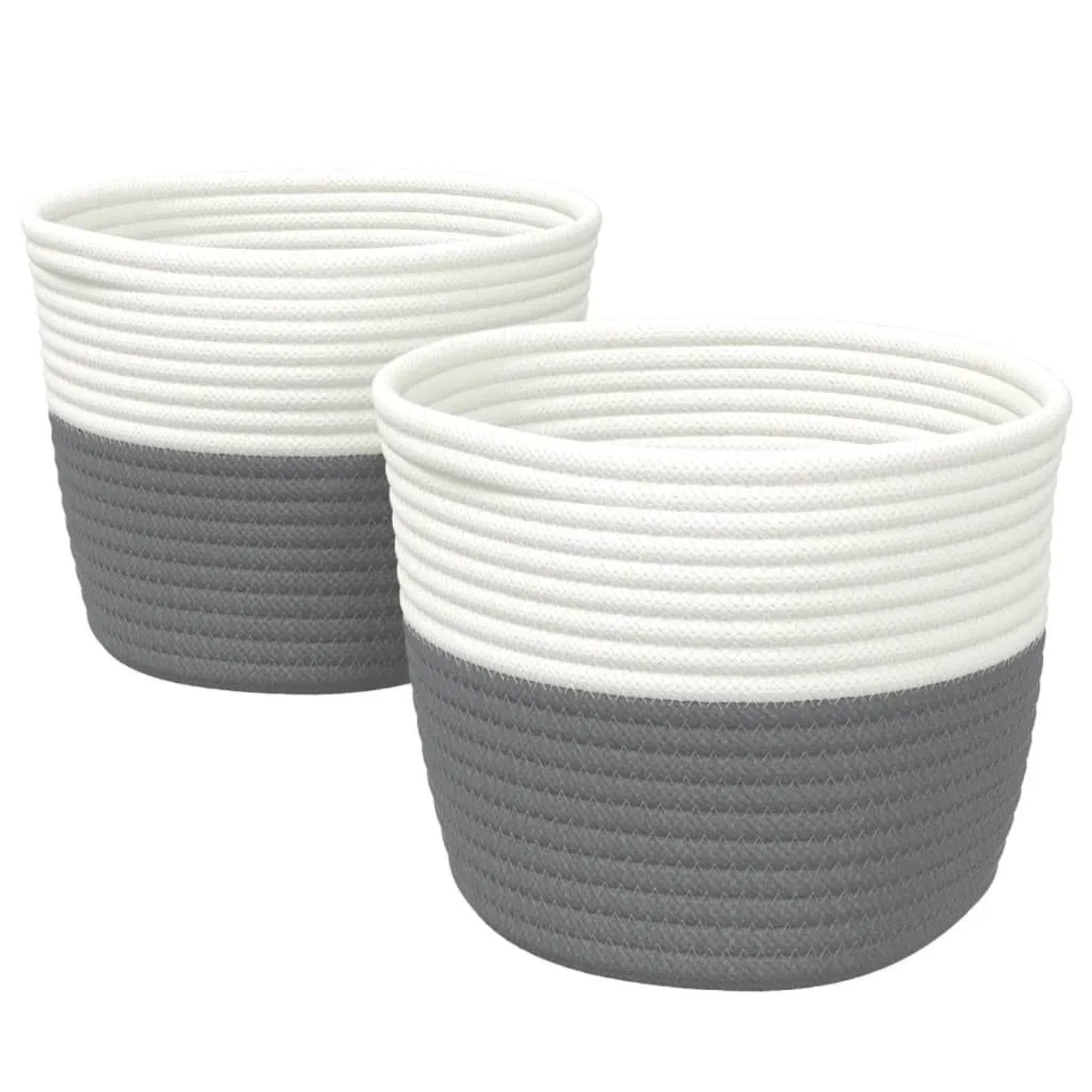 vidaXL Aufbewahrungskörbe 2 Stk Grau und Weiß Ø24x18 cm Baumwolle 358453
