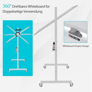 Costway Doppelseitiges Mobiles Whiteboard mit Rädern Weiß 120 x 90 cm