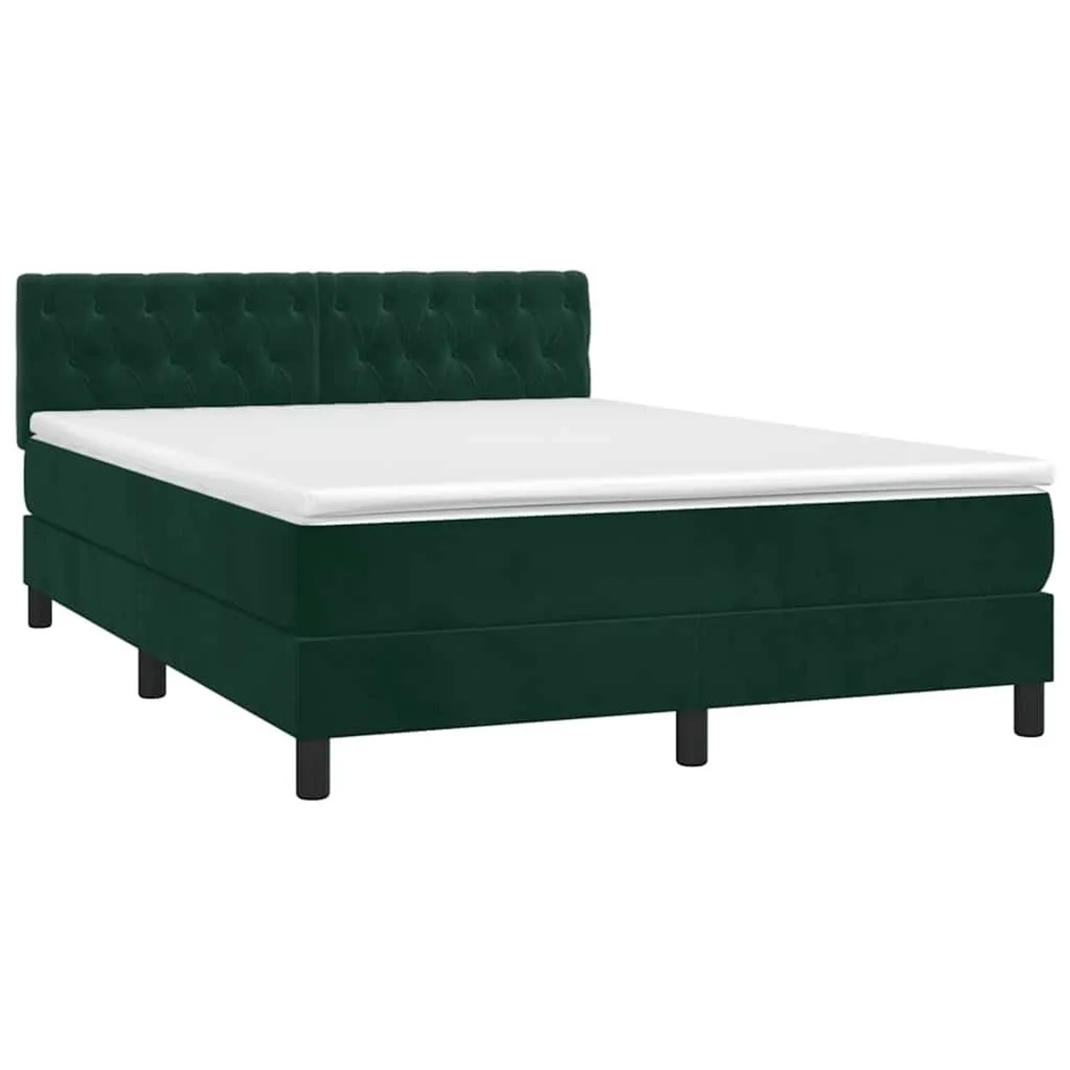 vidaXL Boxspringbett mit Matratze Dunkelgrün 140x190 cm Samt 3141482 günstig online kaufen