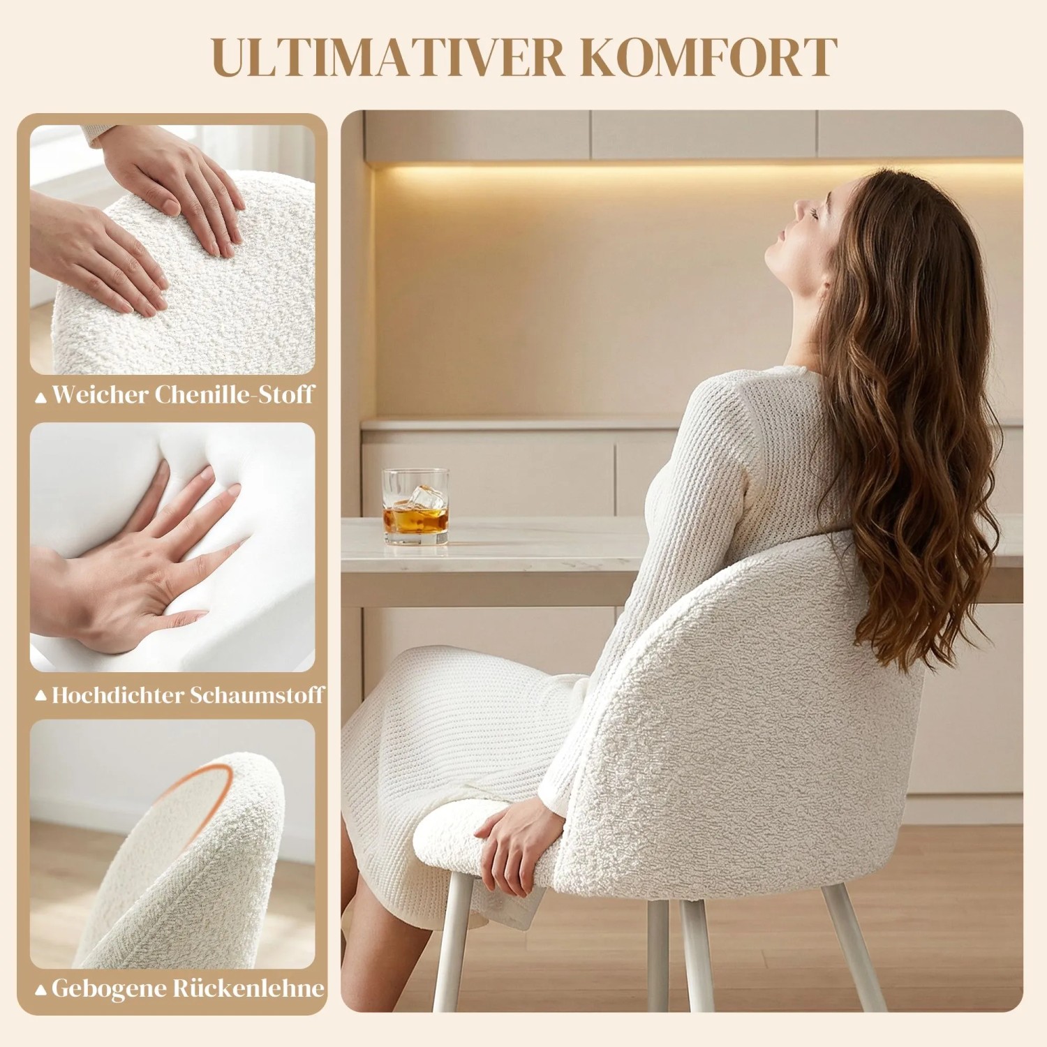 HOMCOM Esszimmerstuhl 57,5L x 50,5B x 78,5H cm_6