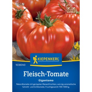 Kiepenkerl Fleisch-Tomate Gigantomo F1-Hybride: Samenpackung mit großen, roten Tomaten.