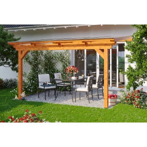 Skan Holz Terrassenüberdachung Ancona 434 x 300 cm Leimholz Eiche hell