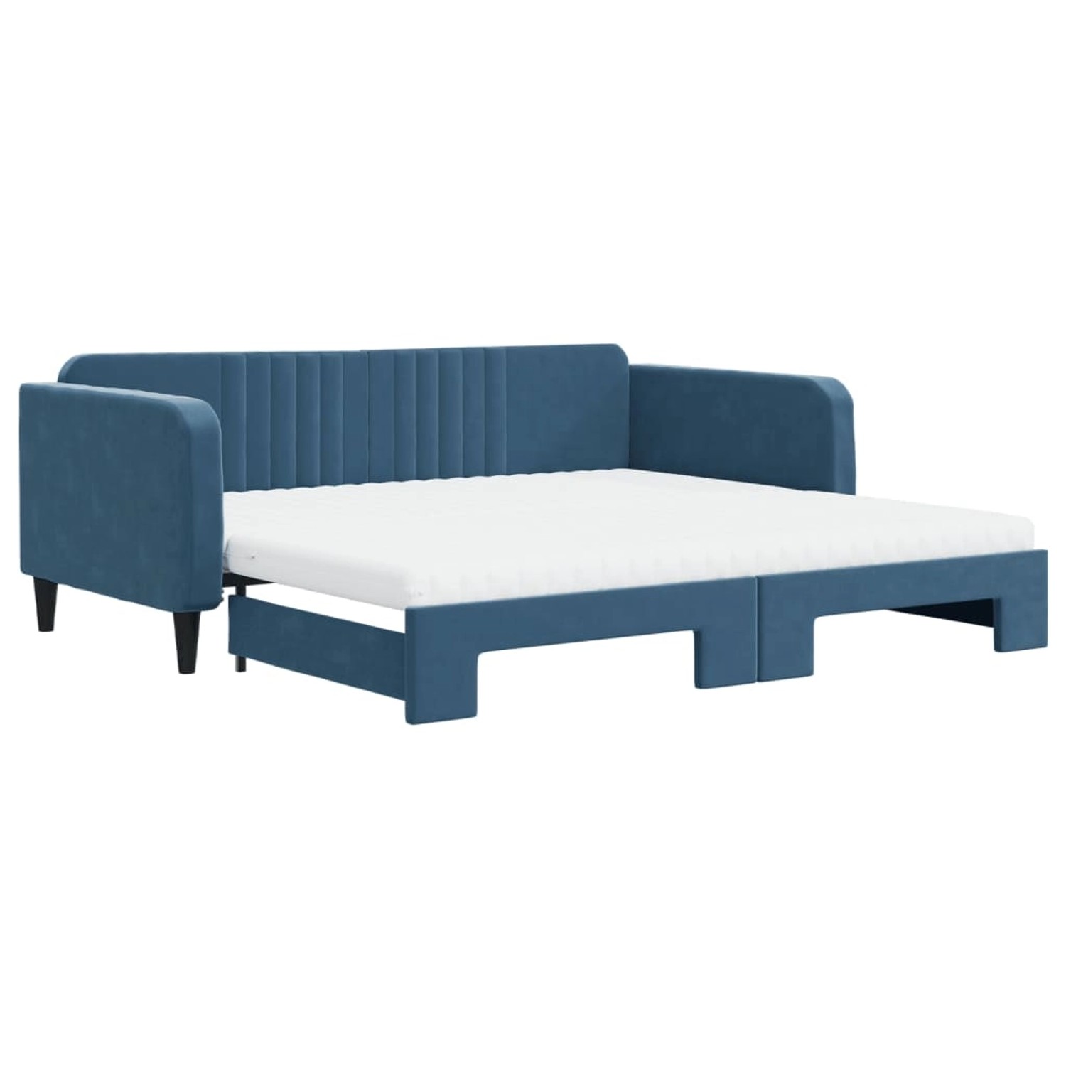 vidaXL Tagesbett Ausziehbar mit Matratzen Blau 100x200 cm Samt1885865