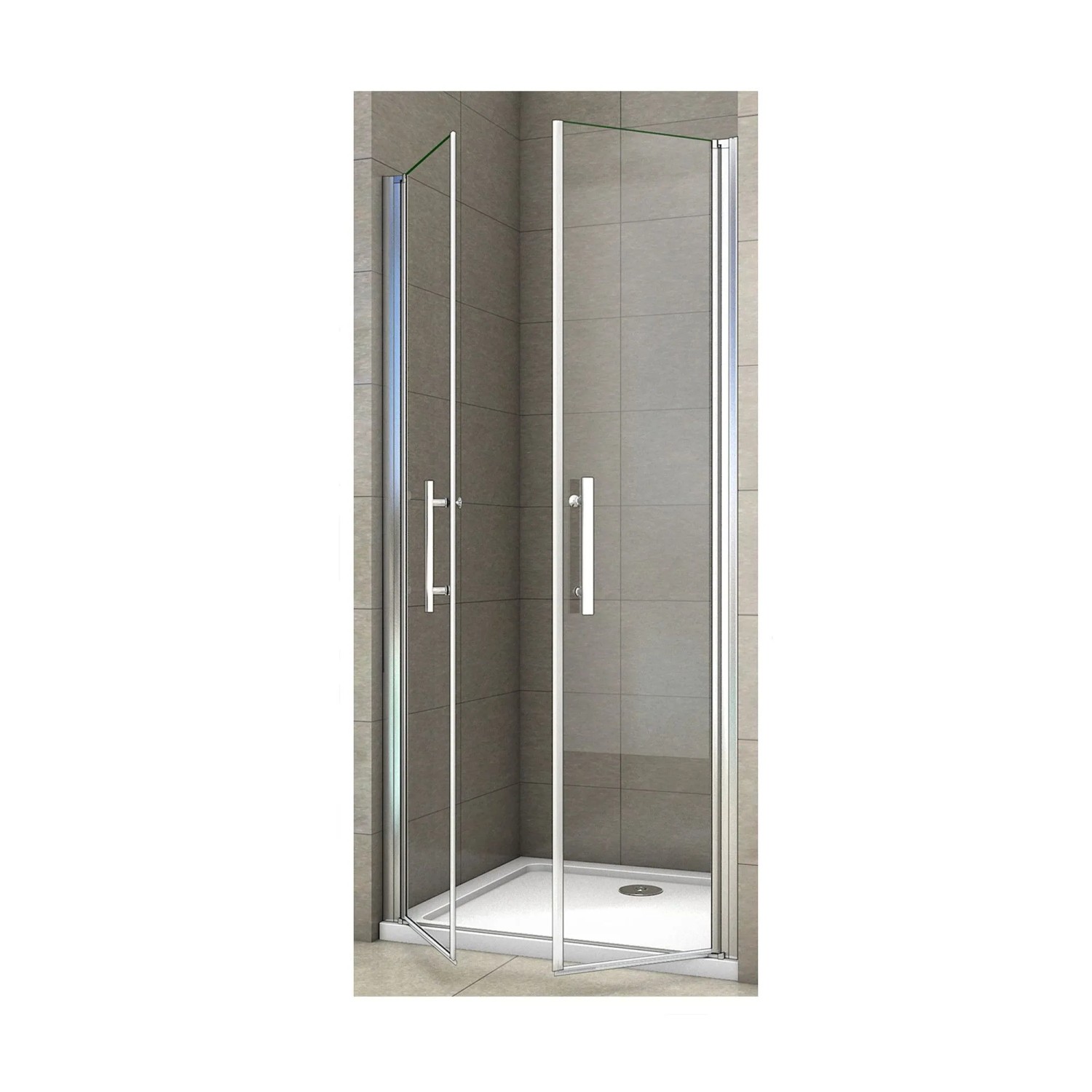 Duschparadies Nischentür Schwingtür Doppeltür 75 x 195cm Duschtür 6mm Nano Klarglas