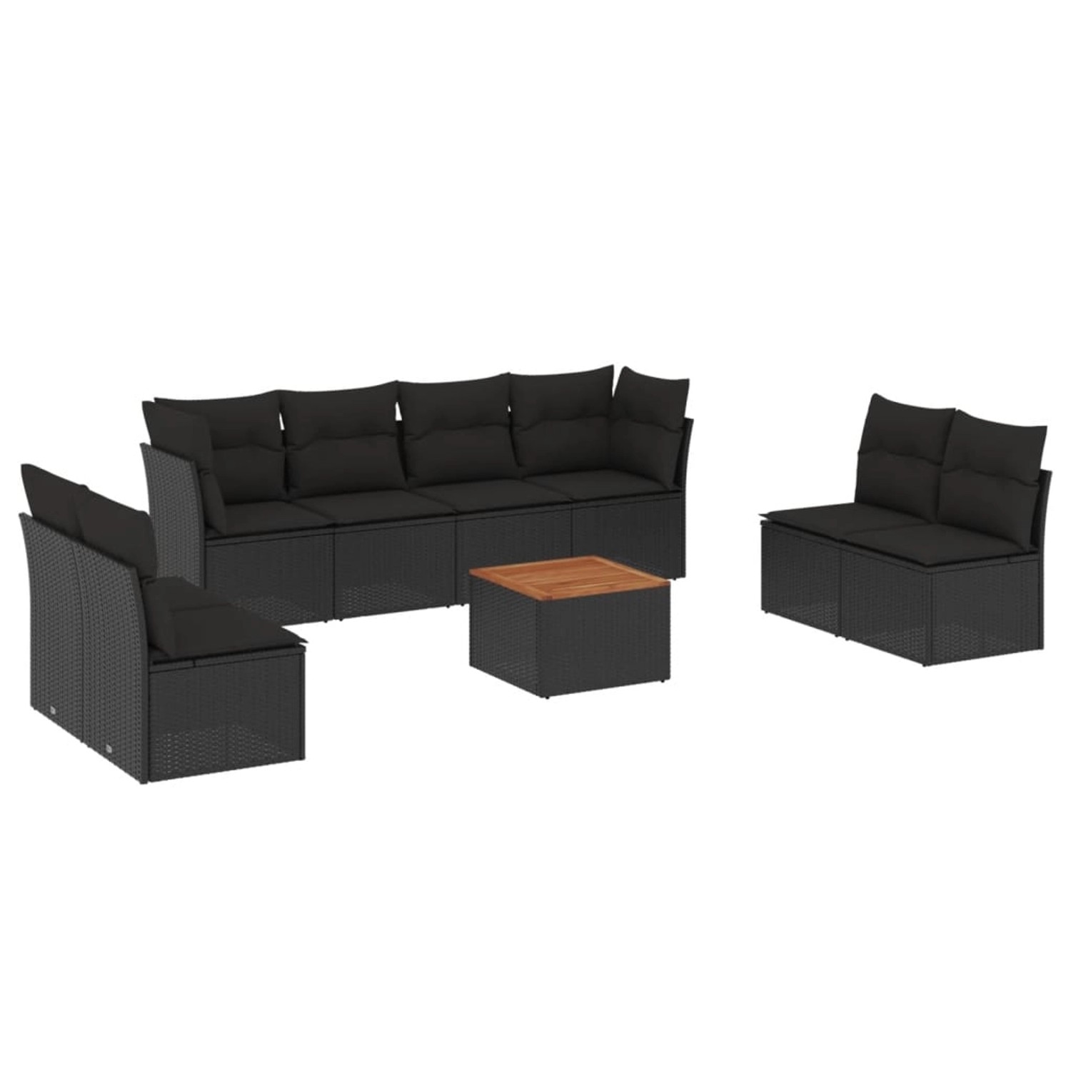 vidaXL 9-Tlg Garten-Sofagarnitur mit Kissen Schwarz Poly Rattan 3255908 günstig online kaufen