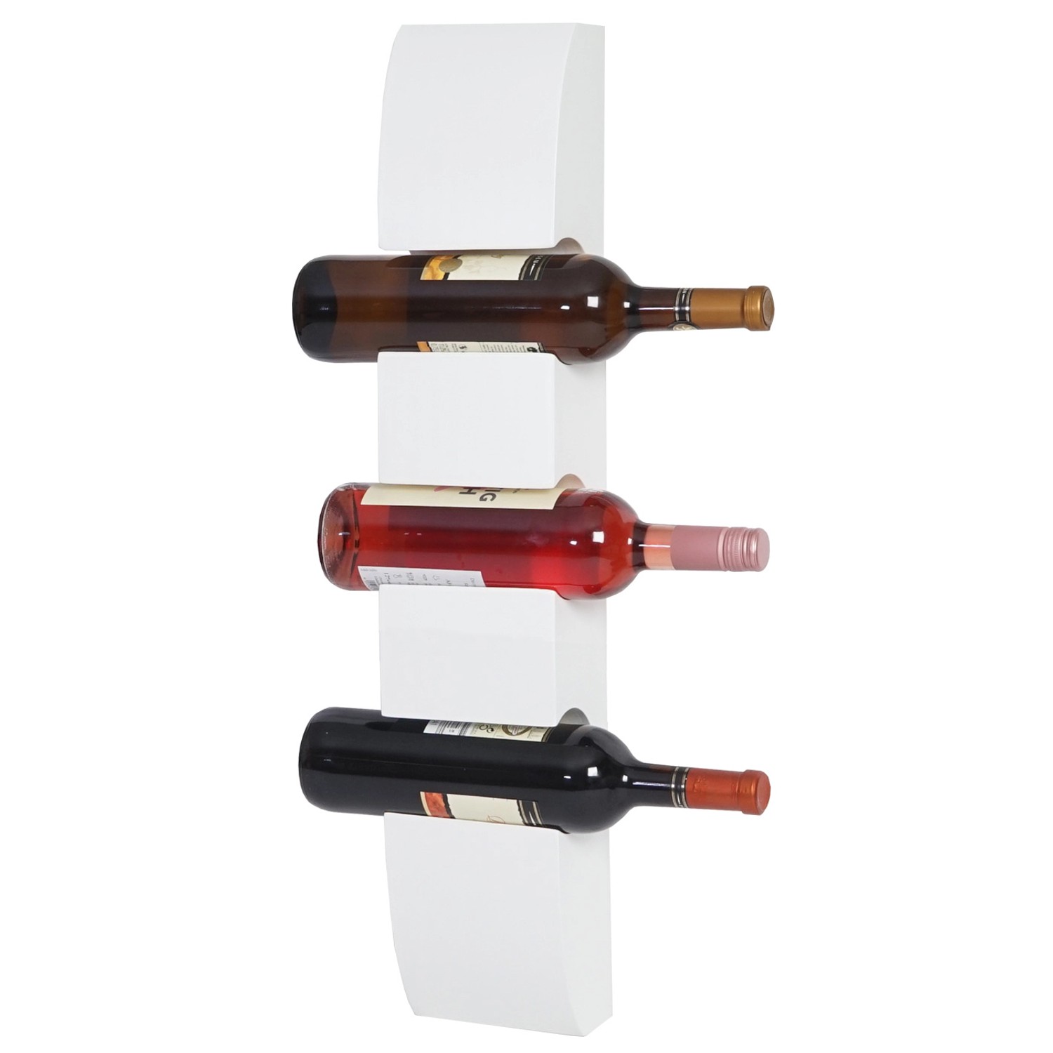 Weißes MCW Weinregal Millau für 3 Flaschen zur Wandmontage.