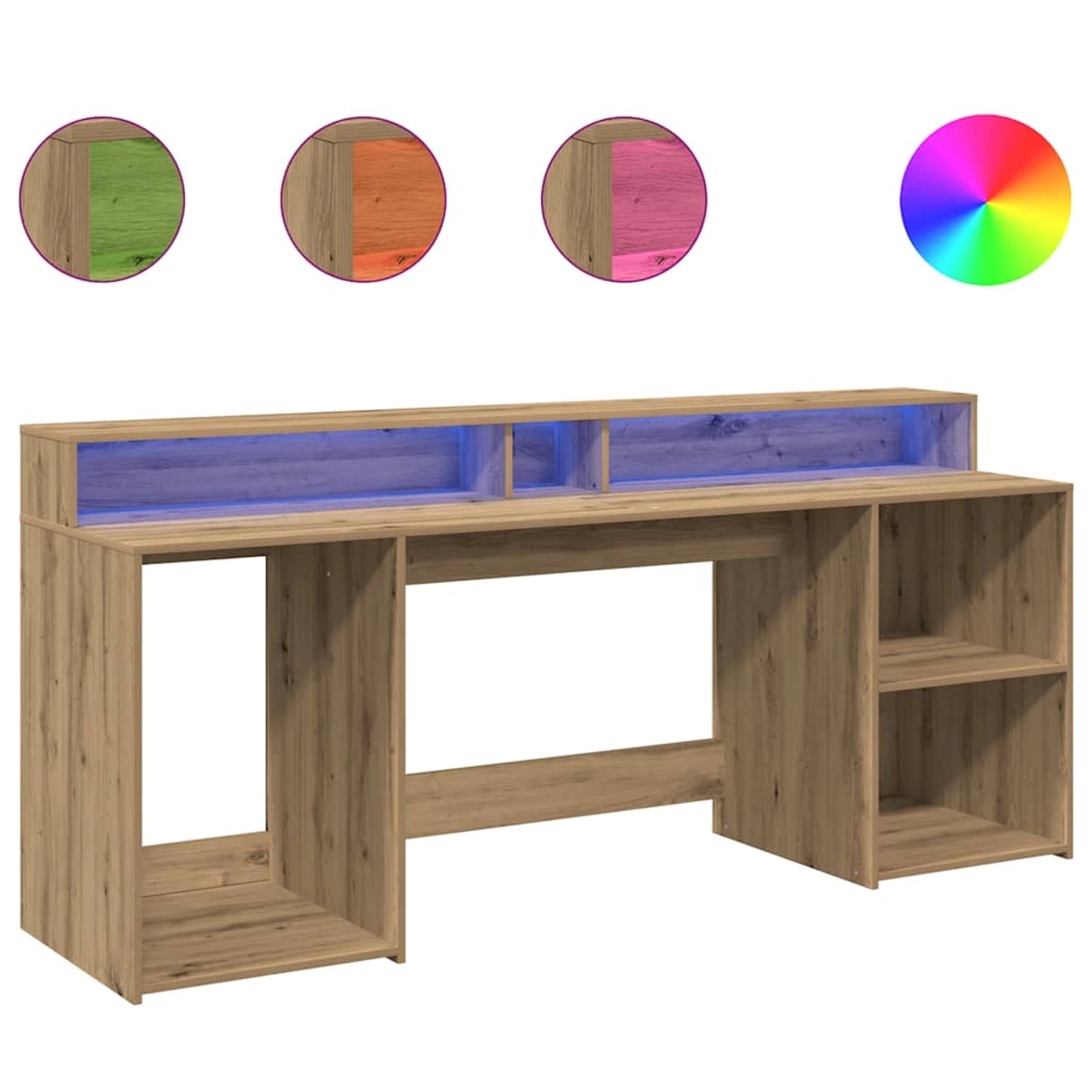 vidaXL LED-Schreibtisch Artisan-Eiche 200x55x91 Holzwerkstoff 3309446 günstig online kaufen