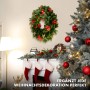 Weihnachtskranz Photinia, 45cm, mit roten Blüten und grünen Blättern als festliche Weihnachtsdeko.