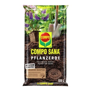 Sack Compo Sana Pflanzerde, torffrei, 50L. Geeignet für Stauden, Büsche, Hecken und Bäume.