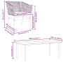vidaXL 7-tlg. Garten-Essgruppe, grau, Poly Rattan, Glas, mit Maßangaben.
