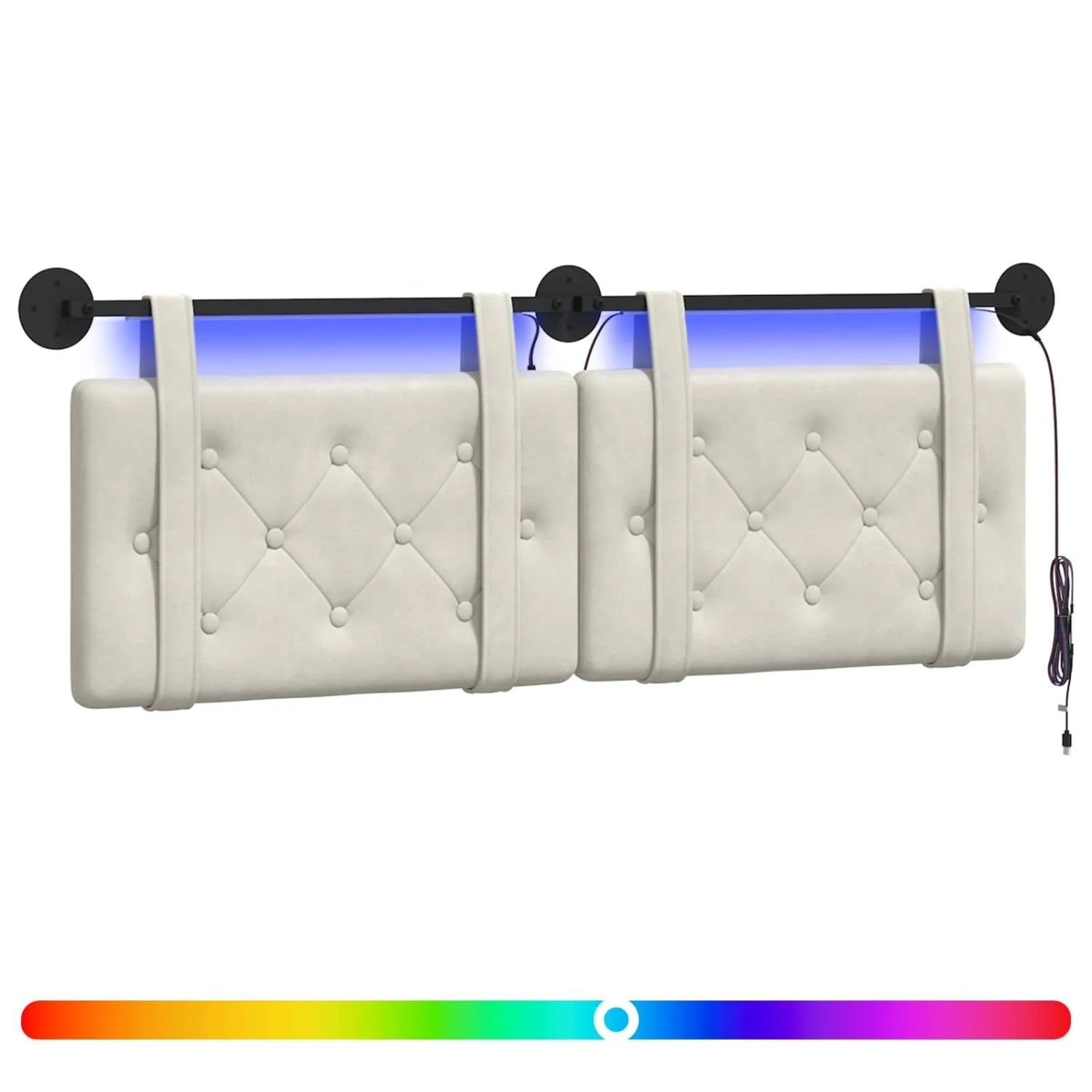 vidaXL Hängendes Kopfteil Mit LED Licht Creme Samt 3424146