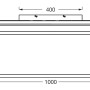 Technische Zeichnung der weißen Osram LED-Panelleuchte Essential Remote-CCT, 100x25cm, mit Maßangaben.