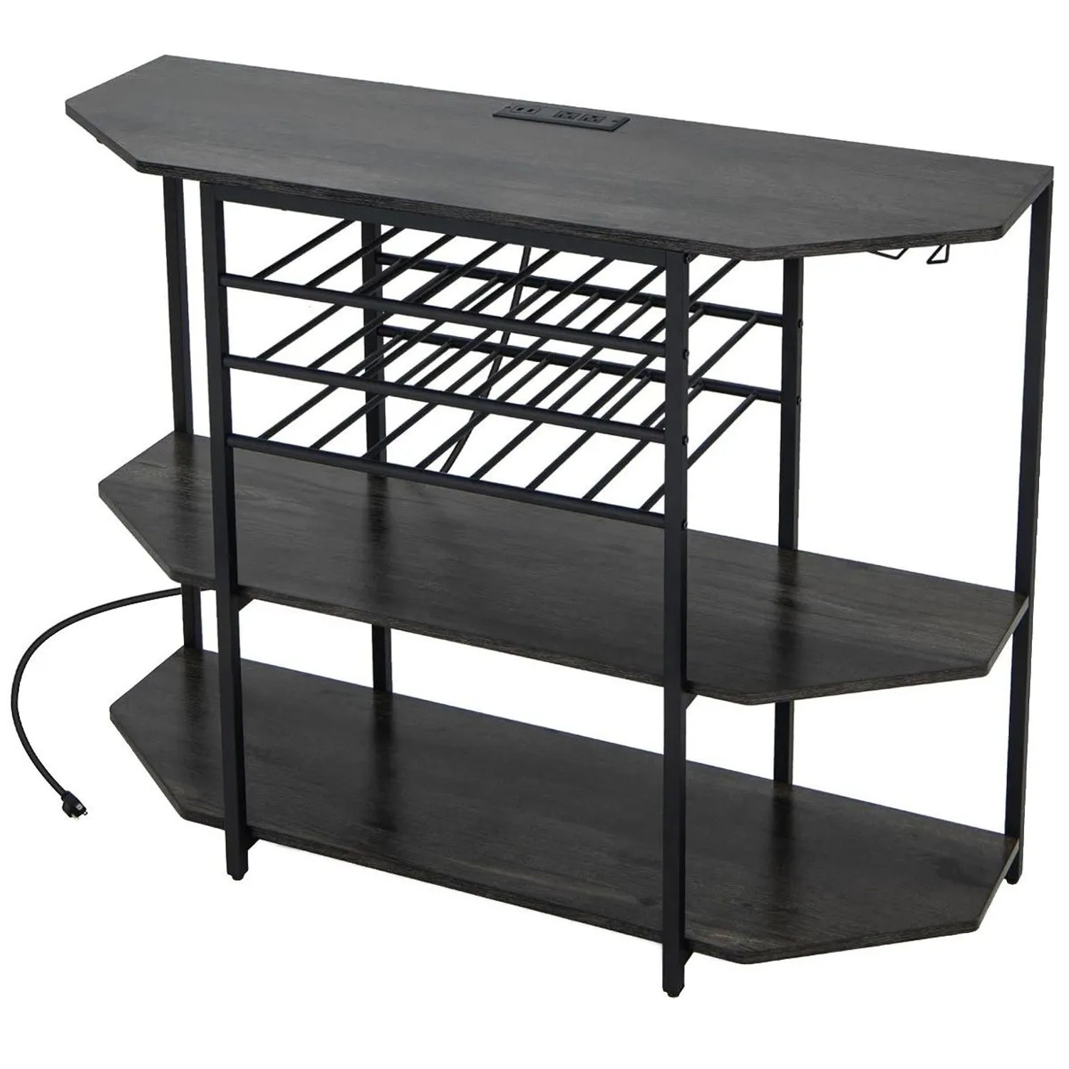 Costway Weinregal 3 Ebenen 21 Flaschen Grau 120 x 40 x 92 cm günstig online kaufen