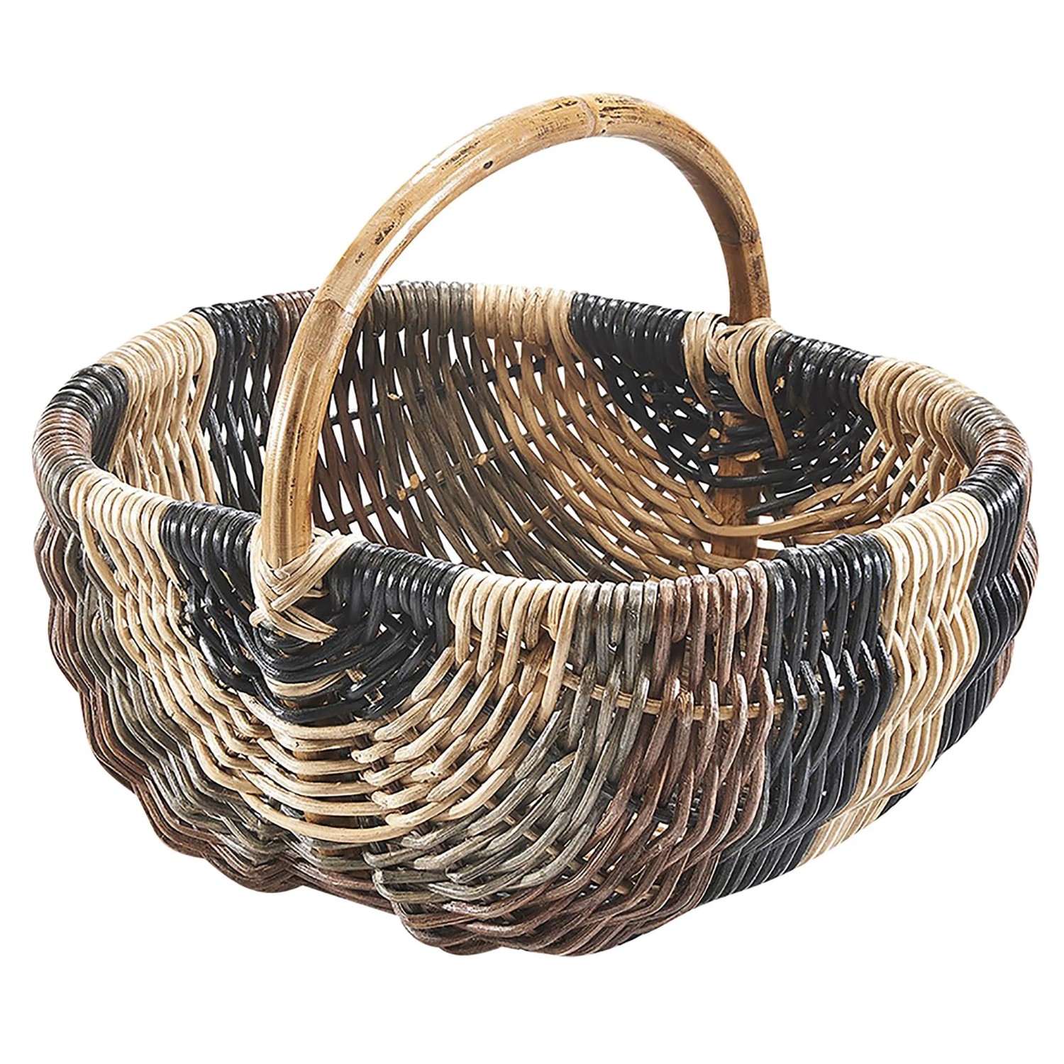 Kobolo Einkaufskorb Korb Rattankorb Geflochten Rattan Multicolor Hellbraun