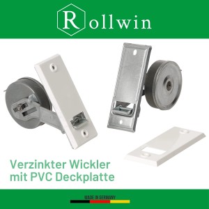 Rollwin Rolladen Gurtwickler Unterputz, weiß, mit Abdeckblende, 2er-Set.