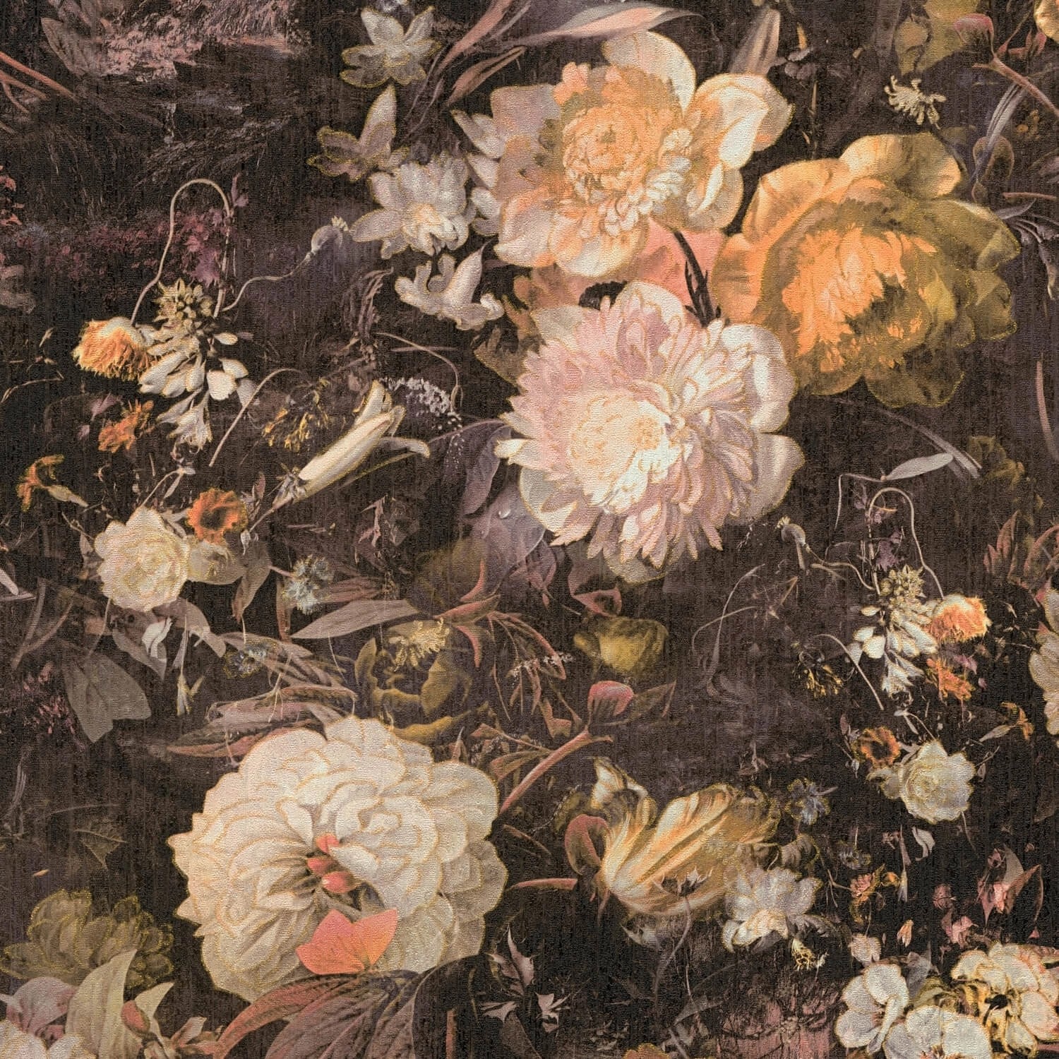 PROFHOME 388212-GU Blumen Tapete Floral schimmernd Braun Orange Grün 0,53 m günstig online kaufen