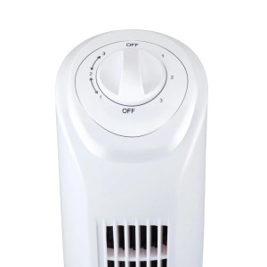 Detailaufnahme Turmventilator Weiß (81 cm) mit Drehschalter für 3 Geschwindigkeiten.