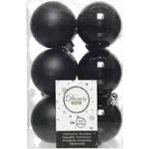 Kaemingk Weihnachtsbaumkugeln Bruchfest  6 cm 12 Stueck Schwarz Glanz  Matt