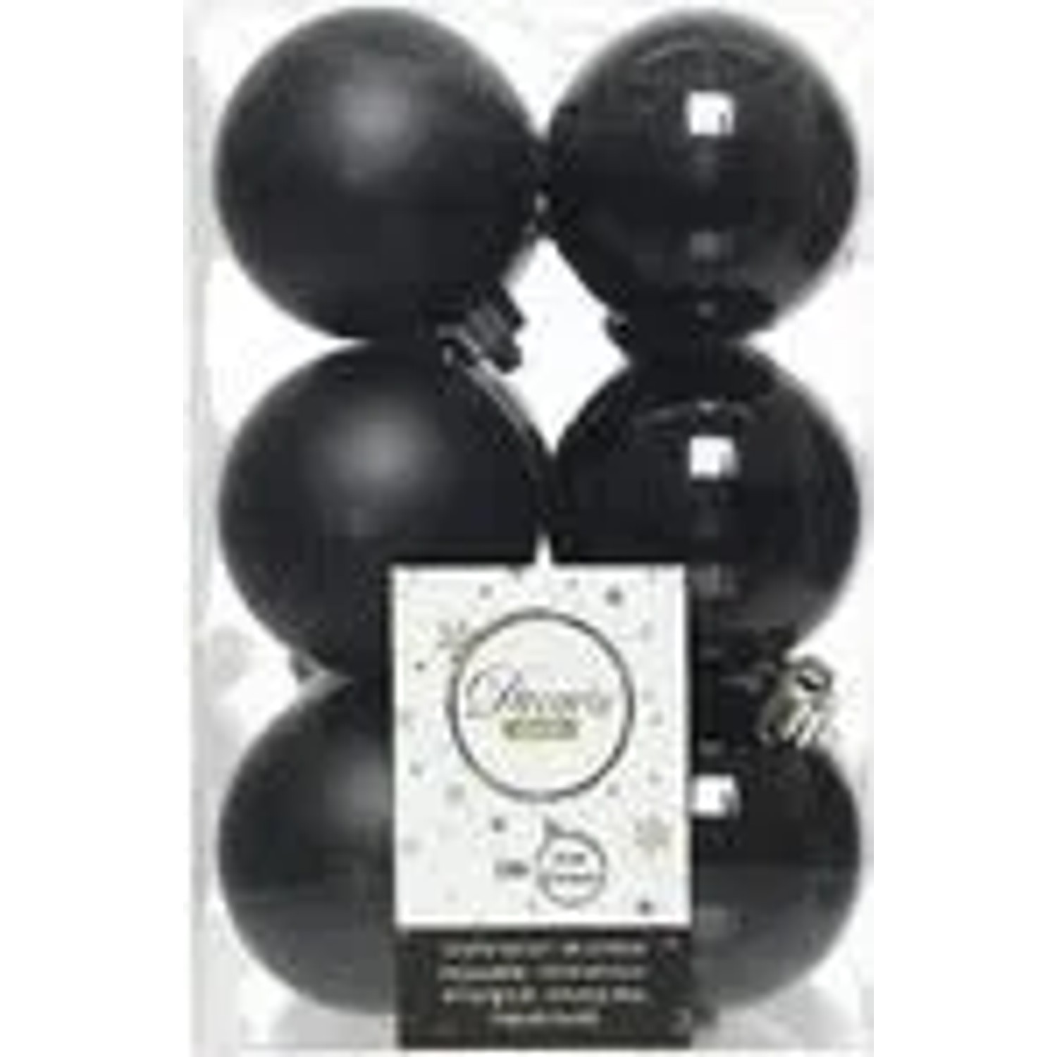 Kaemingk Weihnachtsbaumkugeln Bruchfest  6 cm 12 Stueck Schwarz Glanz  Matt