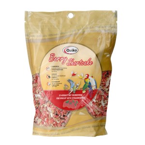 Quiko Vogelsnack Erdbeer-Bisquit 125g: Ergänzungsfutter mit Erdbeeren, Honig und Ei-Biskuit für Ziervögel.