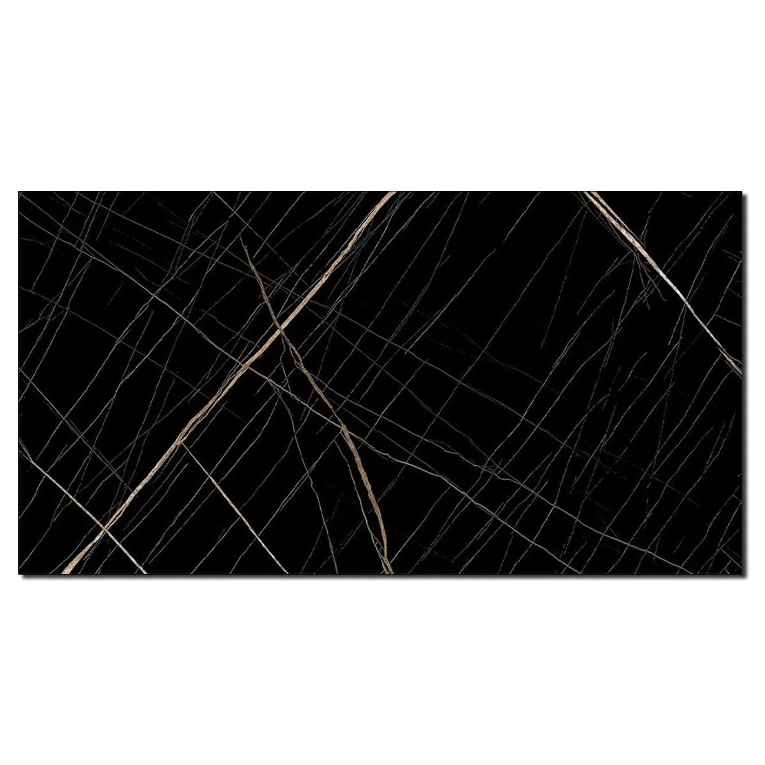 Aluverbund24 PVC Wandpaneele Duschrückwand Küchenrückwand Wandfliesen Sahara-Black in Marmor-Optik Hochglanz 60x120cm