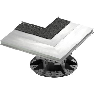 GS Terrassen Aluminium Randhalter Innenecke für Plattenlager, Stellfußhöhe 27-40 mm.