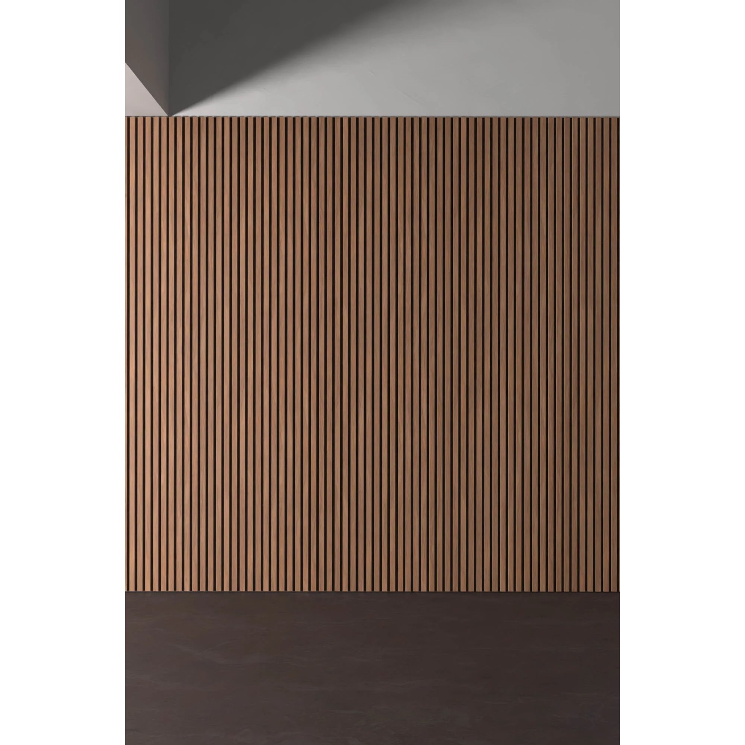 Akustikpaneel Walnuss, MDF mit schwarzem Filz, 32x240cm, 2 Stück, zur Wand- und Deckenverkleidung.