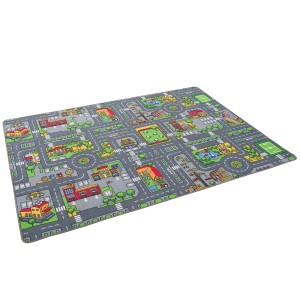 Bunter Pergamon Straßenteppich mit Straßenlandschaften, 100x165cm, ideal zum Spielen.