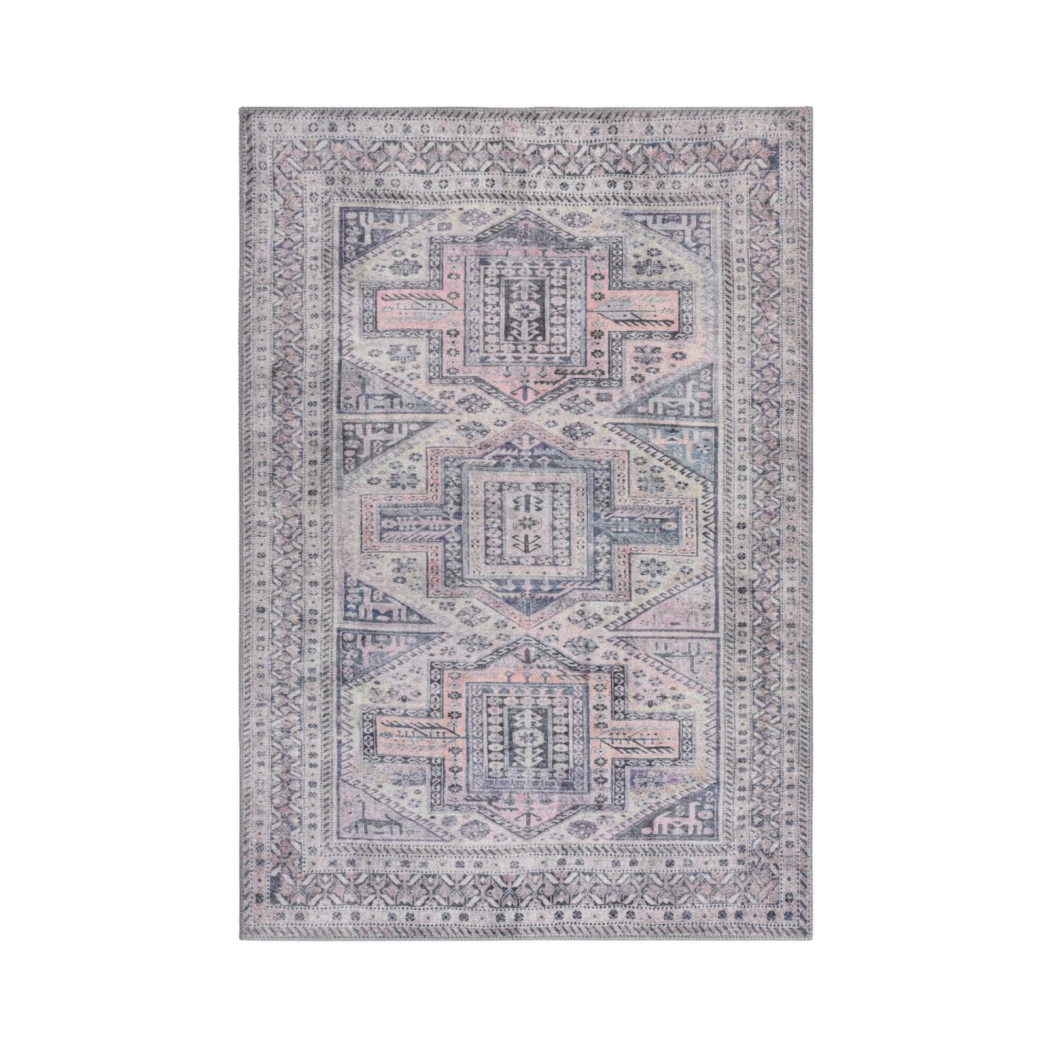 Flair Rugs Vintageteppich Otis Global 190 cm x 290 cm Rosa-Blau