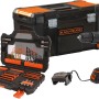 Black+Decker Akku-Schlagbohrschrauber Set mit Akku, Ladegerät, Bohrer-Set und Koffer.