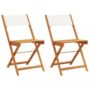 vidaXL Bistrostühle 2 Stk Cremeweiß Massivholz Akazie & Stoff 367681