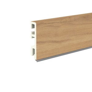 Döllken Hartschaum Sockelleiste USL 60, Dekor Eiche Kolding, mit integrierter Weichlippe.