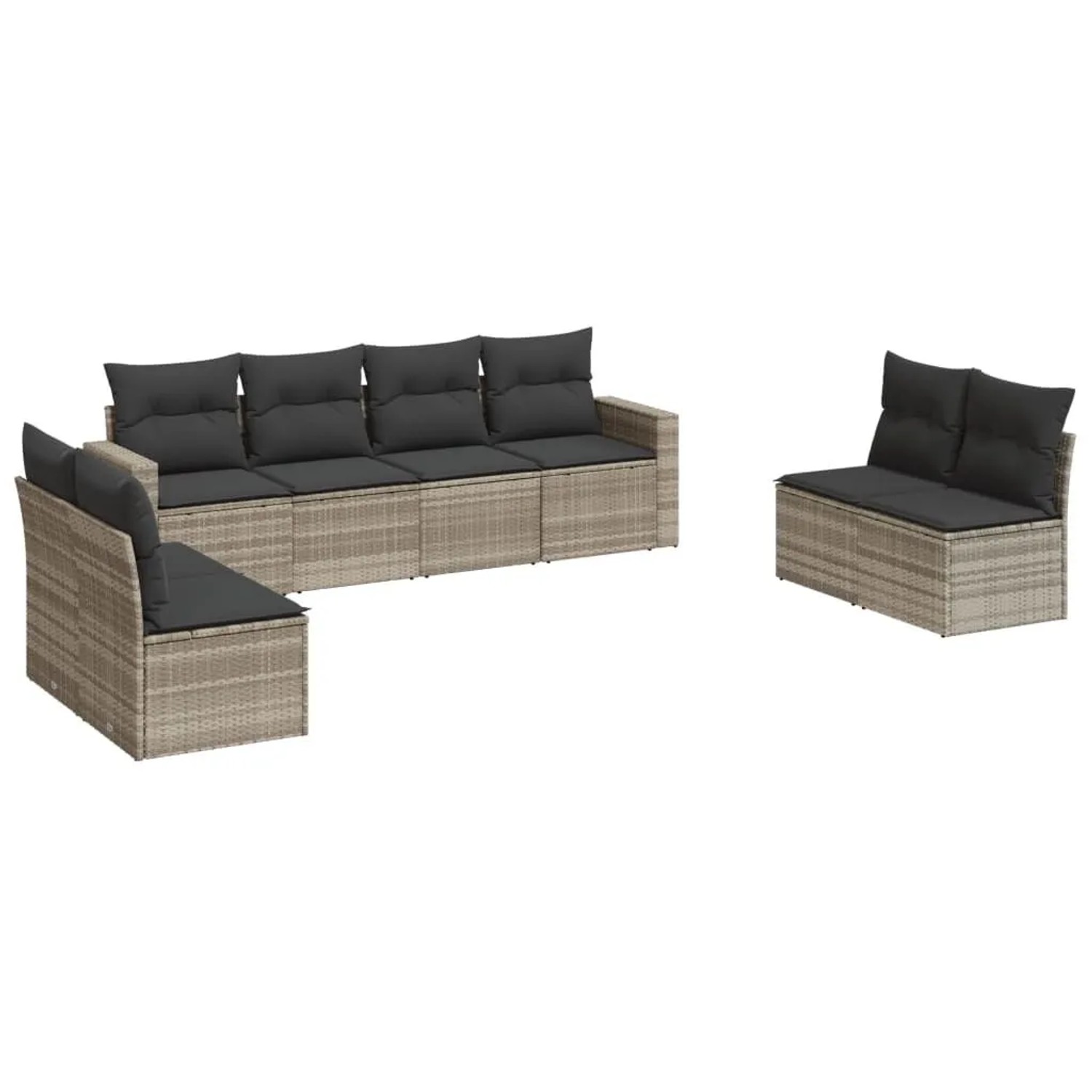 vidaXL 8-Tlg Garten-Sofagarnitur mit Kissen Hellgrau Poly Rattan 3251189 günstig online kaufen