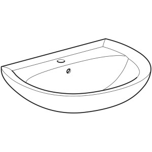 Geberit Renova Waschbecken 65 cm, Pergamon, mit Hahnloch und Überlauf, Sanitärkeramik.