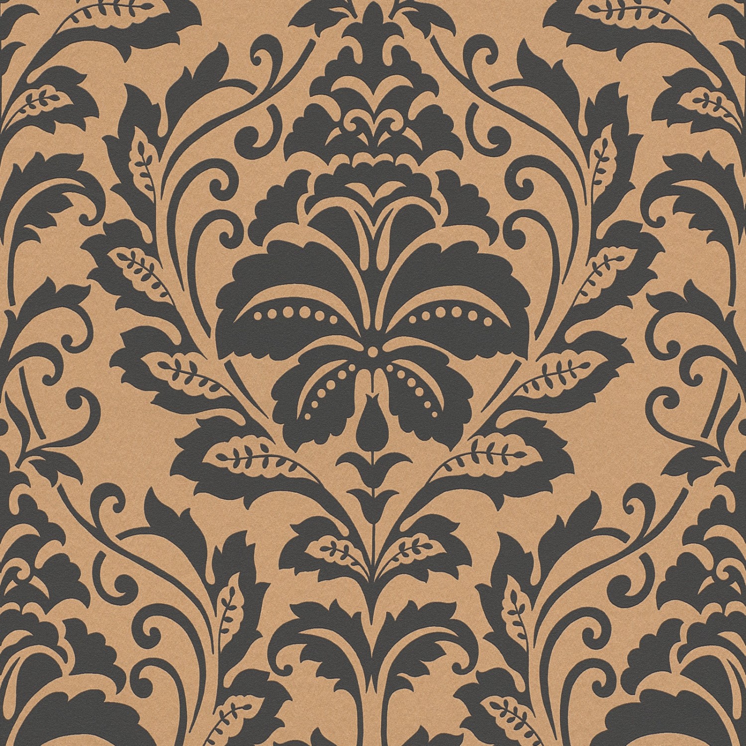 Bricoflor Kupfer Tapete mit Ornament Metallic Neobarock Tapete mit Muster in Grau Elegante Vliestapete im Barock Stil Id