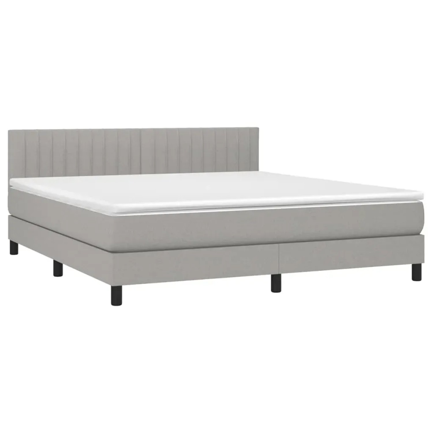 Hellgraues vidaXL Boxspringbett 180x200 cm mit Matratze und Kopfteil.