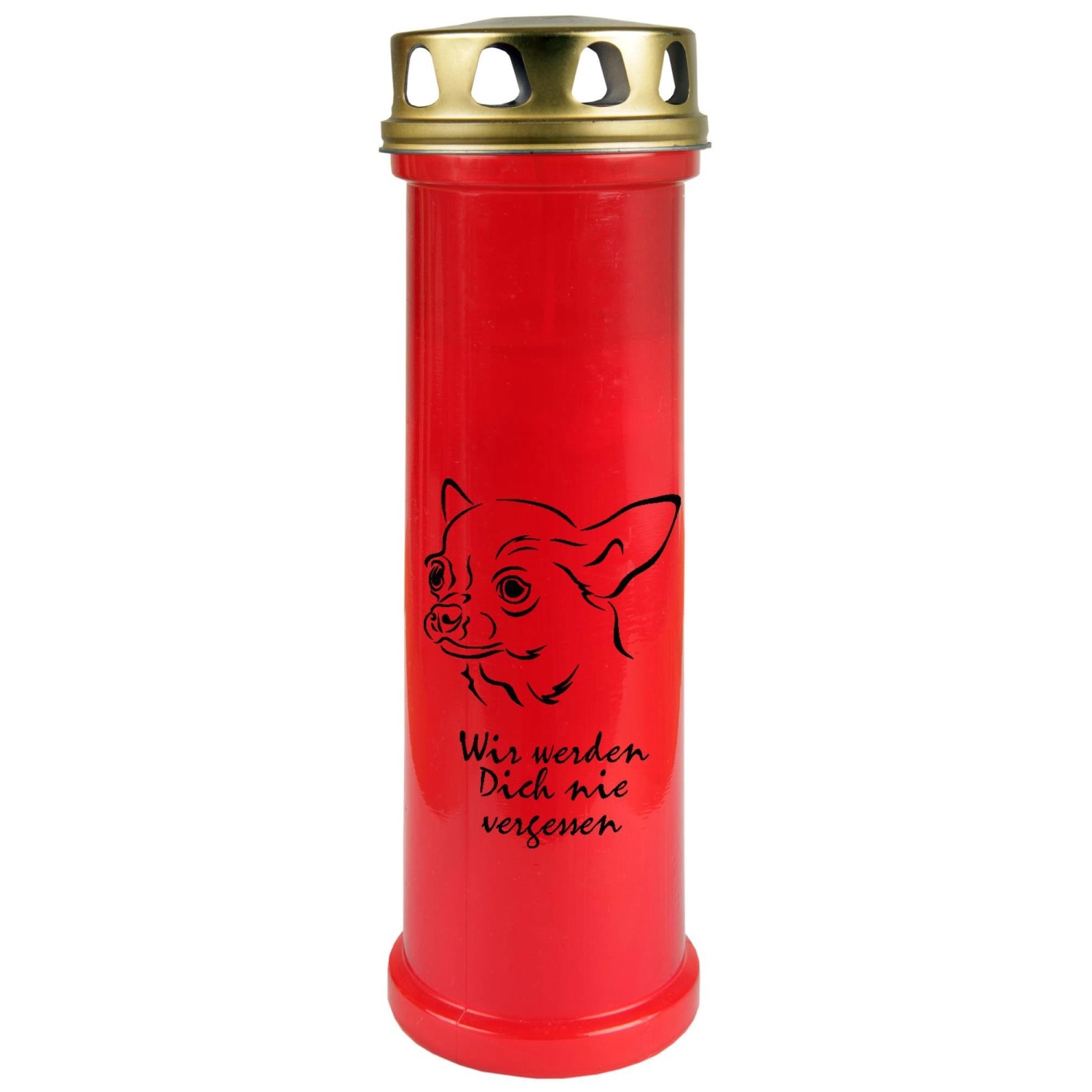 HS Candle Grabkerze Rot 100h Deckel Gold Chihuahua günstig online kaufen