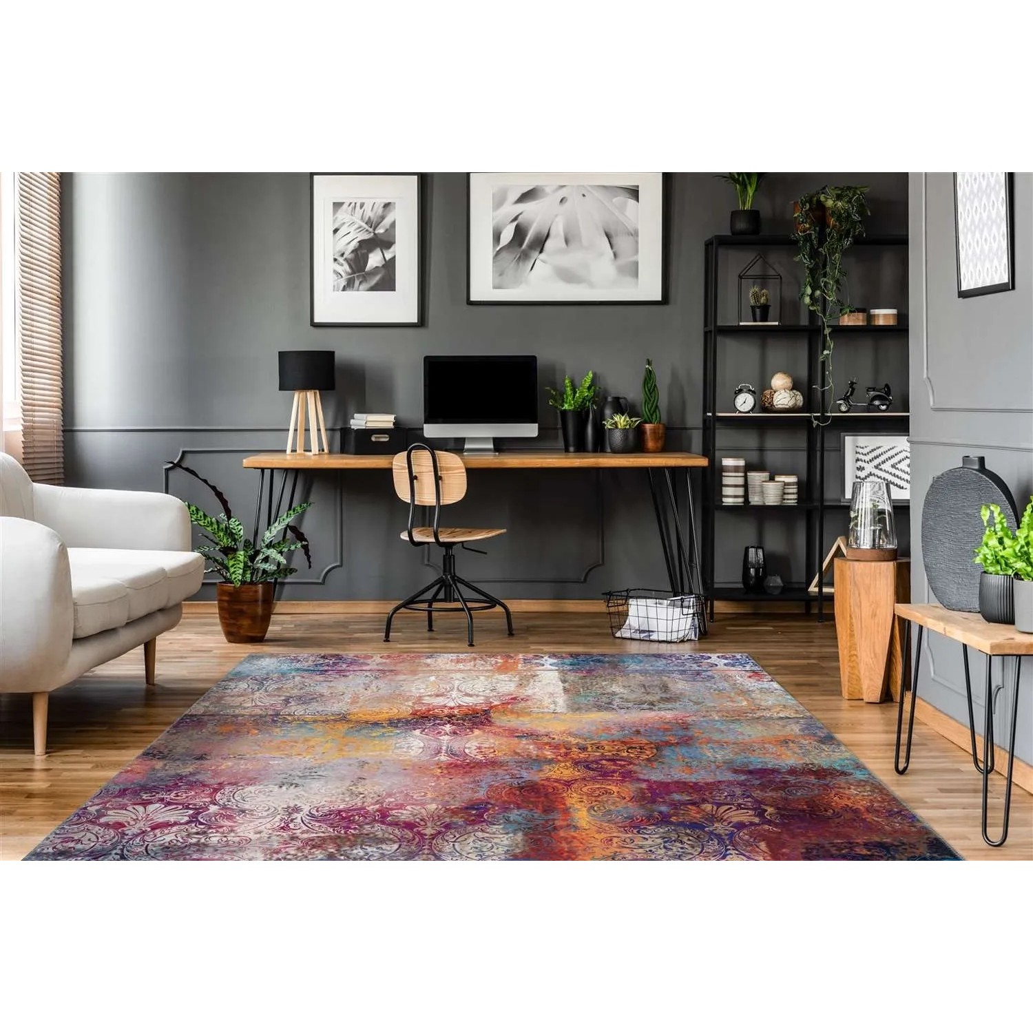 MeGusta Vintage Teppich, Multi Patchwork Design, 80x150cm. Flachflor Teppich im Wohnzimmer.