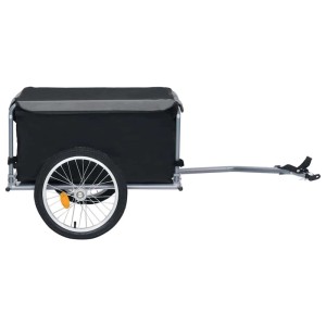 DELUKE Fahrrad Lastenanhänger, schwarz-grau, bis 65kg, mit klappbarer Deichsel.
