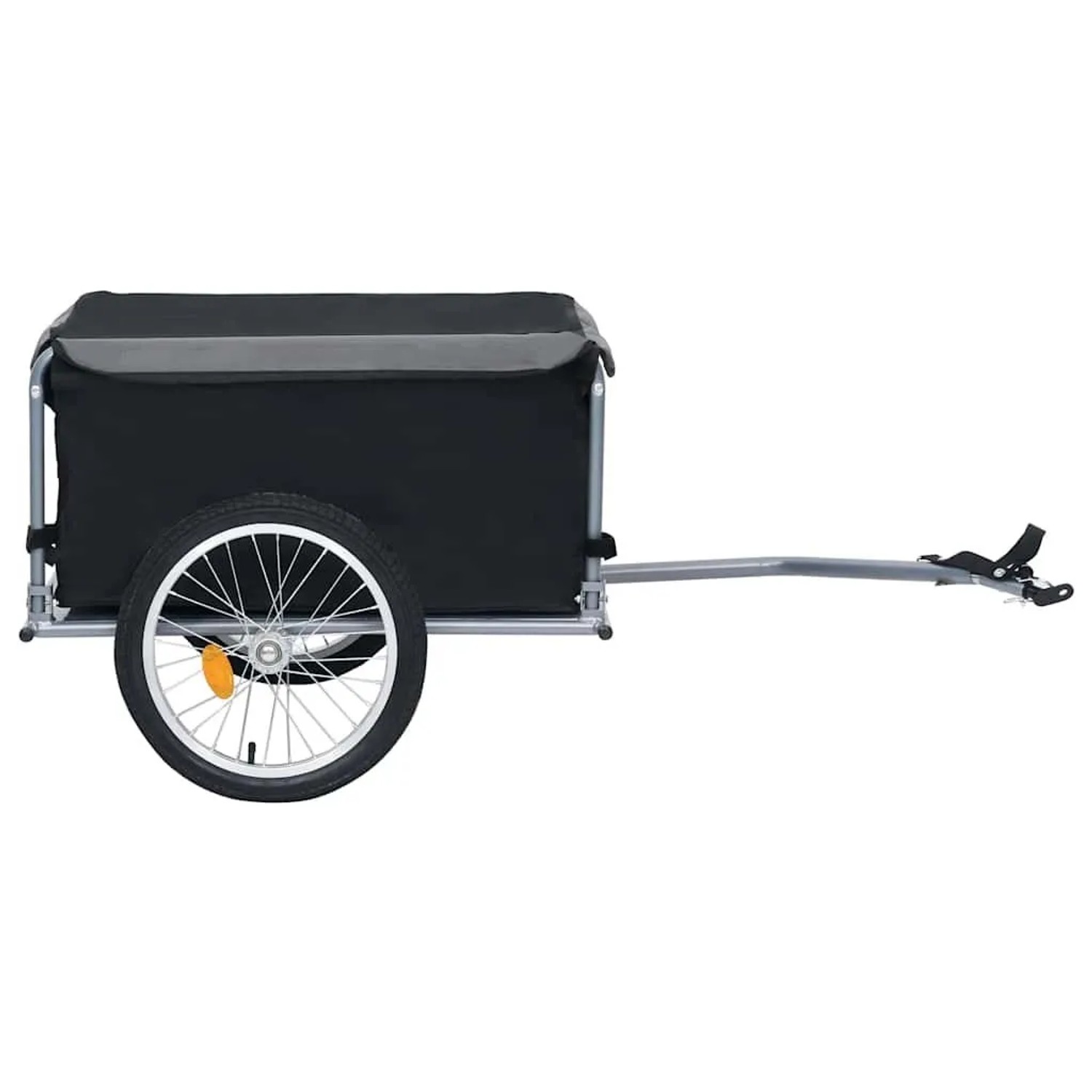 DELUKE Fahrrad Lastenanhänger, schwarz-grau, bis 65kg, mit klappbarer Deichsel.
