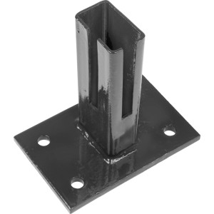 Anthrazitfarbene Bodenplatte 10x15 cm für Pfostenaufnahme im Zaunbau.