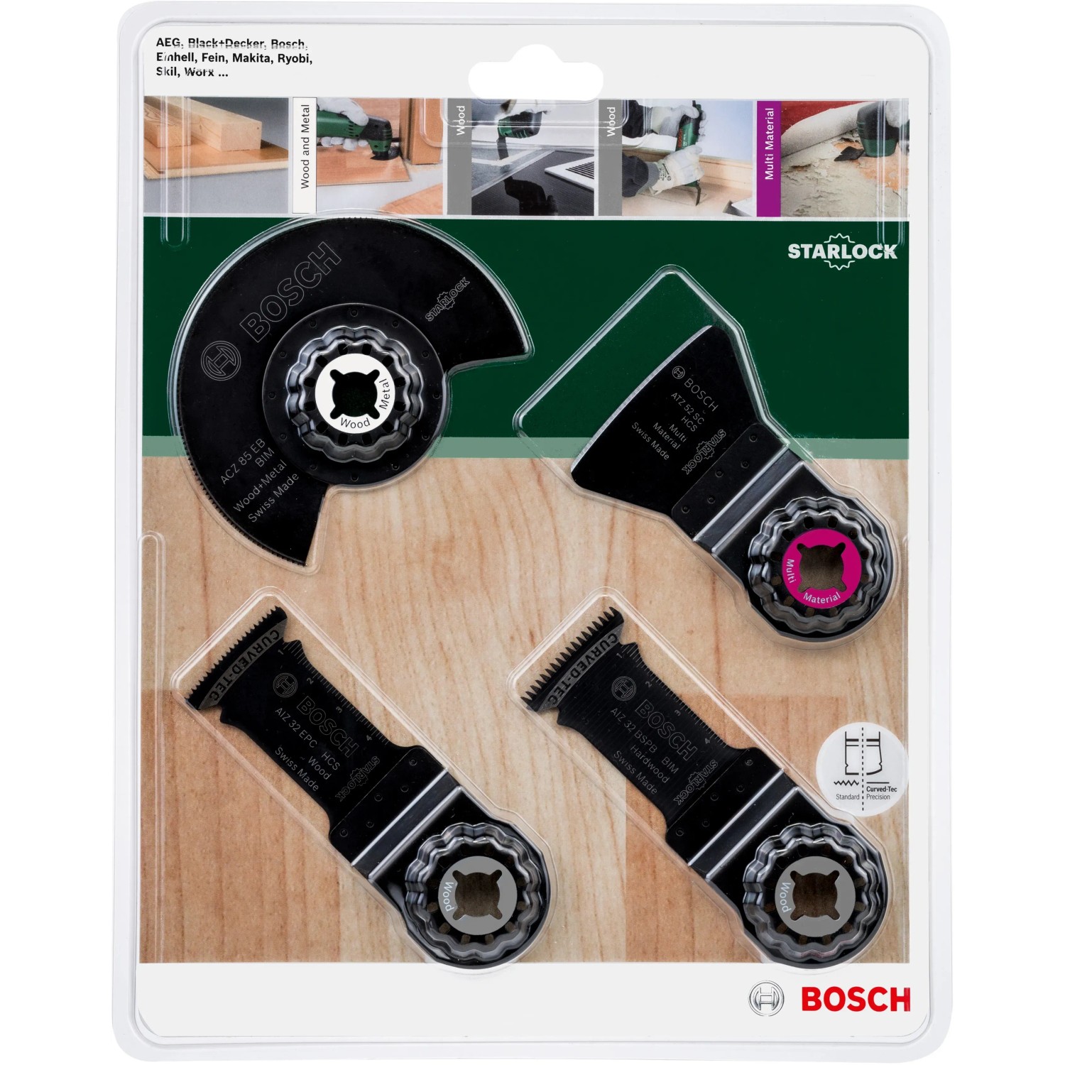 Bosch Starlock Set, 4-teilig, für Multifunktionswerkzeuge, geeignet für Boden- und Einbauarbeiten.