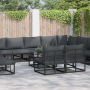 vidaXL Garten-Sofa-Set, 13-teilig, schwarz, Aluminium. Modulares Lounge-Set mit Tisch und anthrazitfarbenen Kissen.