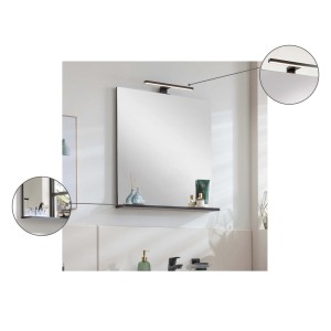 Fackelmann Spiegelelement TE-A, 59,8x69,2x13,5 cm, Weiß Matt mit Ablage und schwarzer Kante.