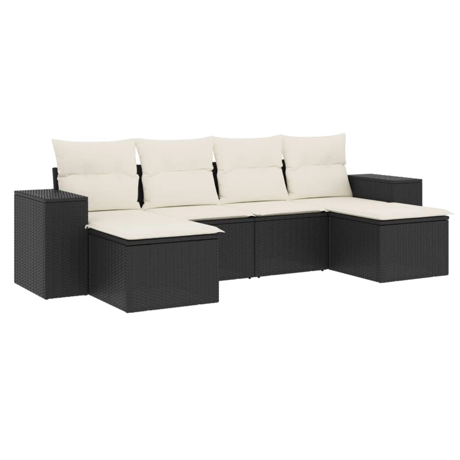 vidaXL 6-Tlg Garten-Sofagarnitur mit Kissen Schwarz Poly Rattan 3255253 günstig online kaufen