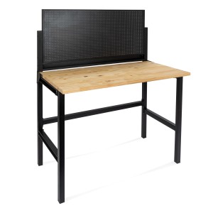 rikta Klappwerkbank mit Lochwand, 121,5x142cm, Kiefer Massivholz und Stahl, ideal für kleine Werkstätten.
