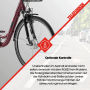 Detailaufnahme Telefunken City E-Bike RC822: Vorderrad mit Frontmotor auf der Straße. Optimale Kontrolle durch Federgabel.